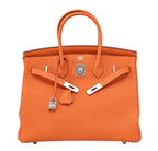 Hermes Birkin 35 Orange Togo Leather Palladium Hardware