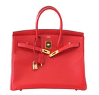 Hermes Birkin 35 Rouge Casaque Epsom Leather Gold Hardware