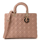 Dior Large Lady Dior Cannage Lambskin Bag - Pink Blush