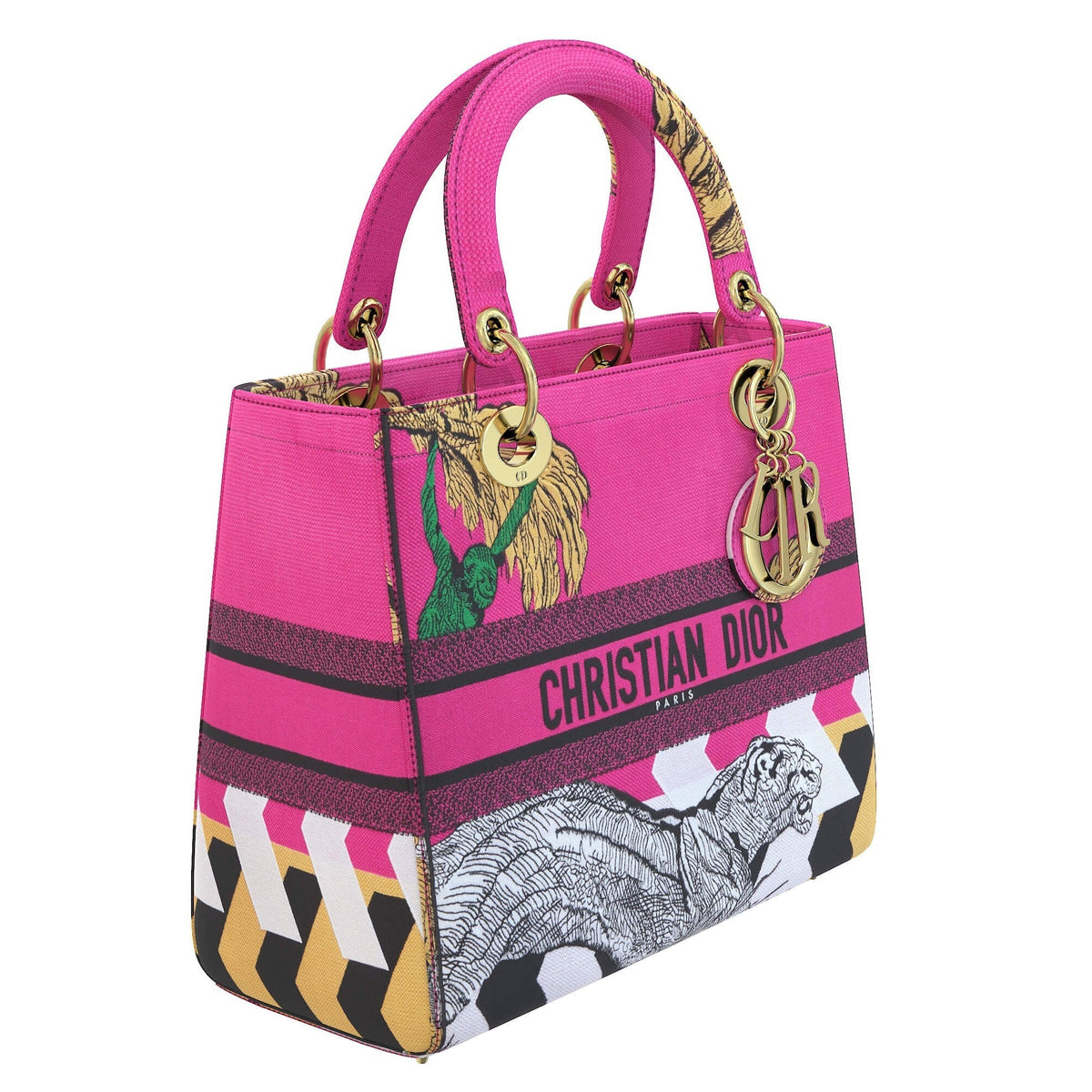 Dior Small Lady Toile de Jouy Pop Embroidery Bag - Pink