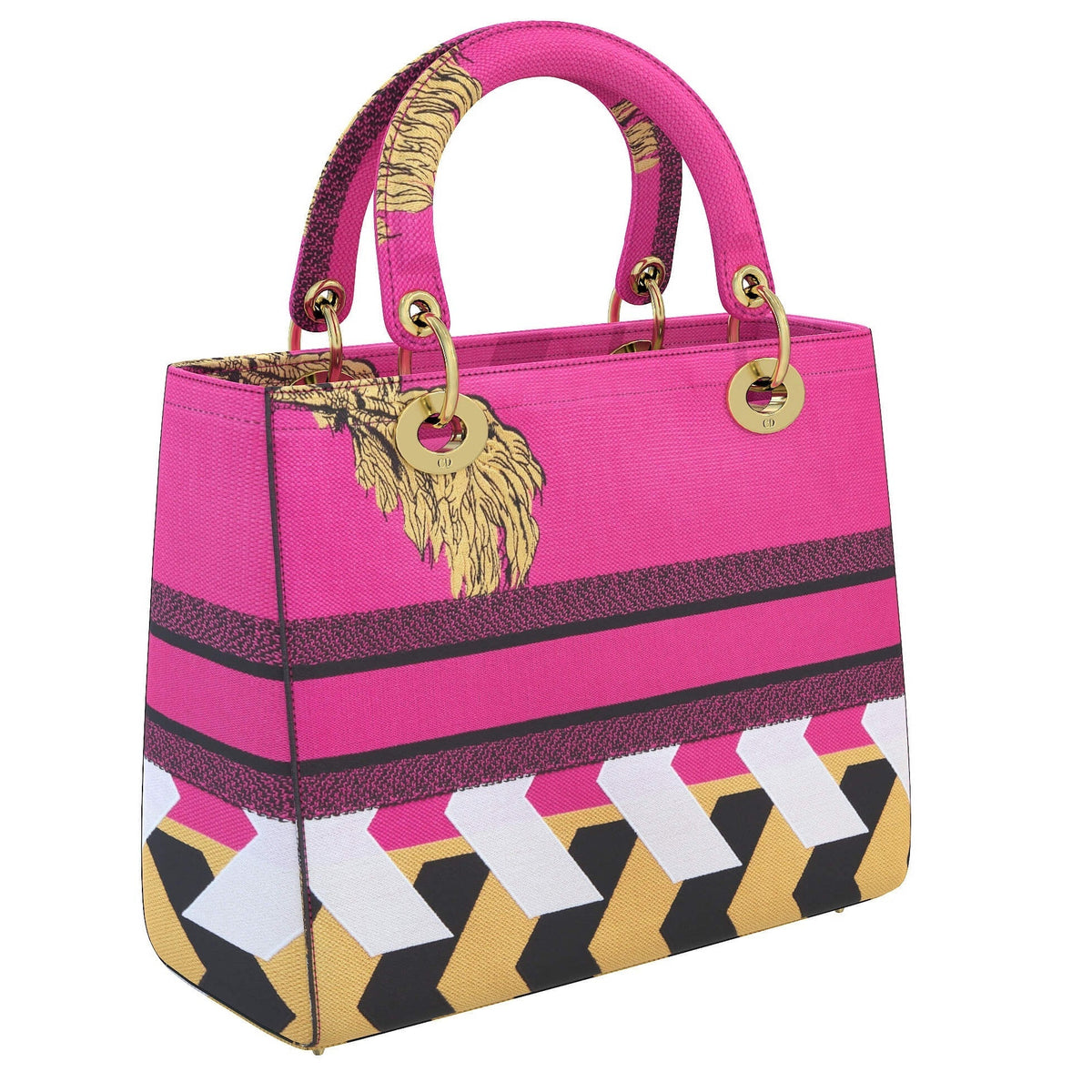 Dior Small Lady Toile de Jouy Pop Embroidery Bag - Pink