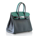 Hermes Birkin 30 Patchwork Vert Multi-Material Palladium Hardware Limited Edition