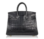 Hermès Birkin 25 Noir Alligator Bag GHW