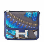 Hermes Constance Mini 18 Brasil Graphite Blue Thalassa Silk Swift Leather Palladium Hardware