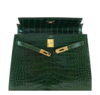 Hermes Kelly Sellier 35 Vert Emerald Alligator Gold Hardware