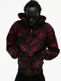 Sp5der Star Plaid Full Zip Hoodie - Black
