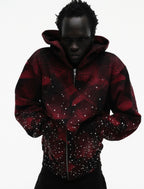 Sp5der Star Plaid Full Zip Hoodie - Black