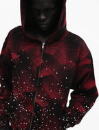 Sp5der Star Plaid Full Zip Hoodie - Black