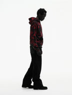 Sp5der Star Plaid Full Zip Hoodie - Black
