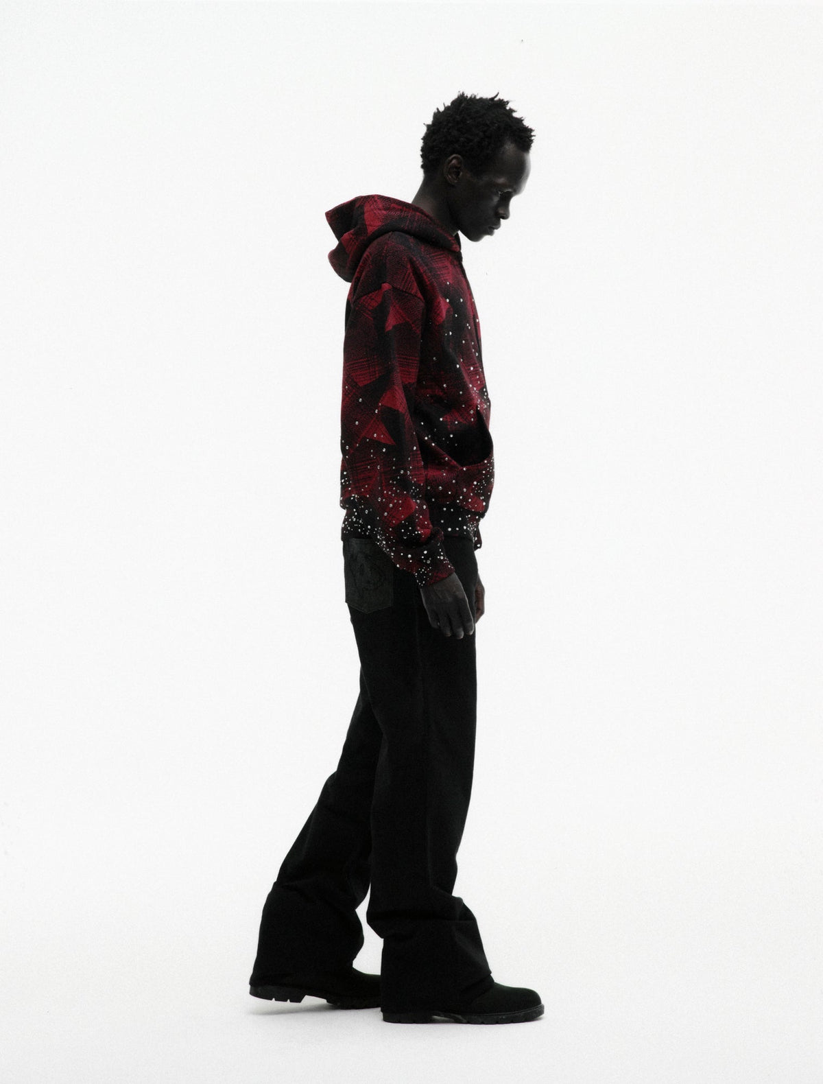 Sp5der Star Plaid Full Zip Hoodie - Black