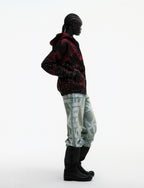 Sp5der Star Plaid Full Zip Hoodie - Black