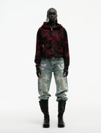 Sp5der Star Plaid Full Zip Hoodie - Black