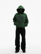 Sp5der Og Web Studded Zip Hoodie - Green