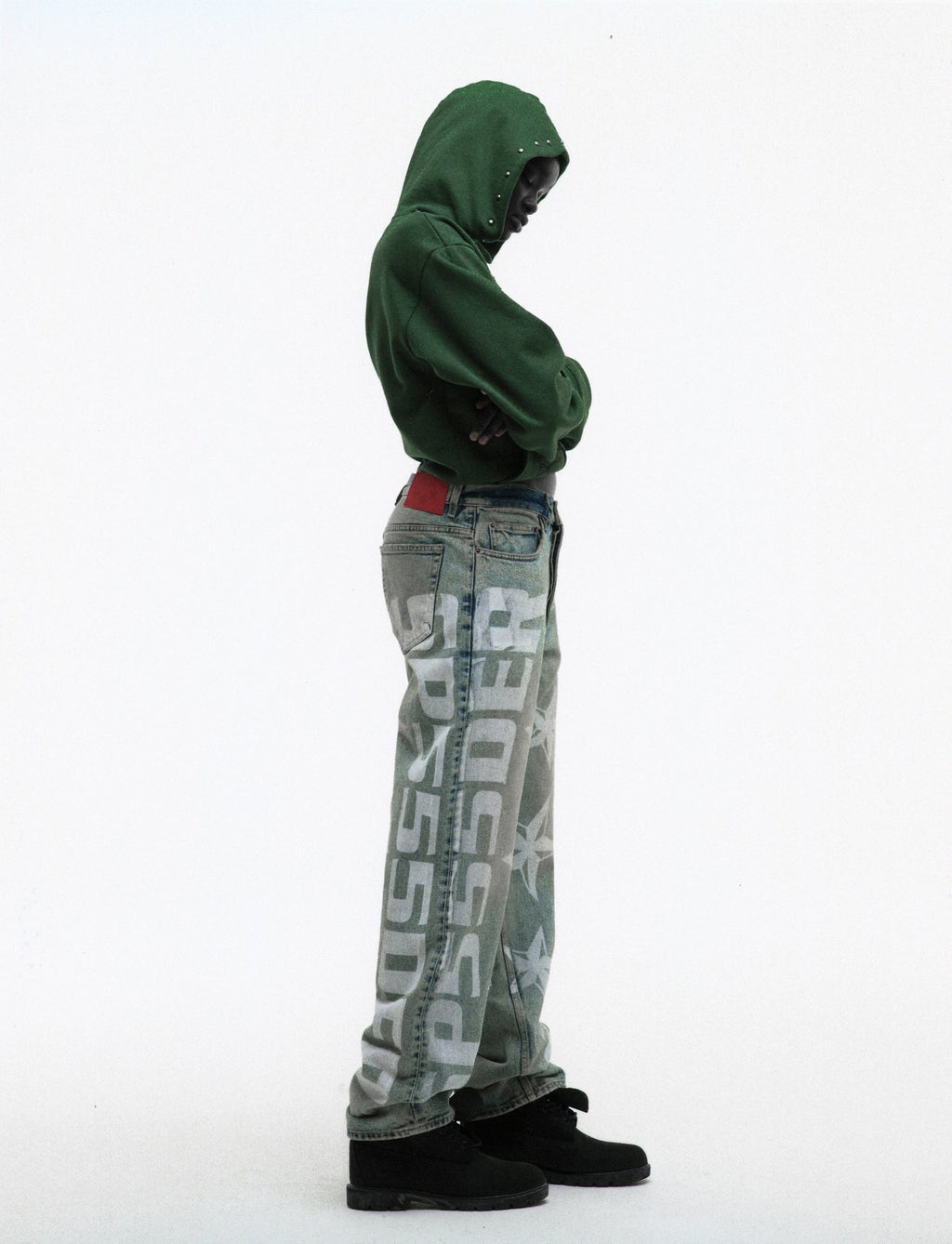 Sp5der Og Web Studded Zip Hoodie - Green