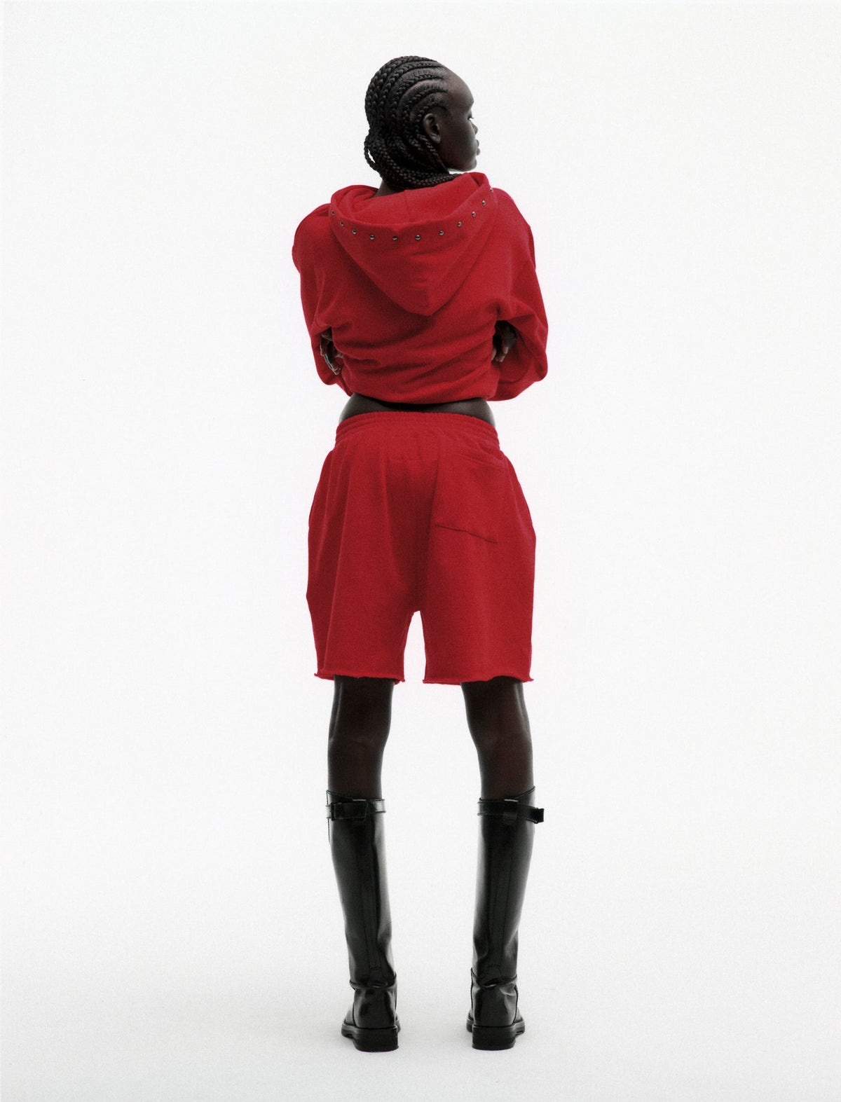 Sp5der Og Web Studded Zip Hoodie - Red