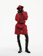 Sp5der Og Web Studded Zip Hoodie - Red