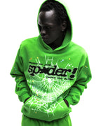 Sp5der Rhinestone Punk V2 Hoodie - Bright Green