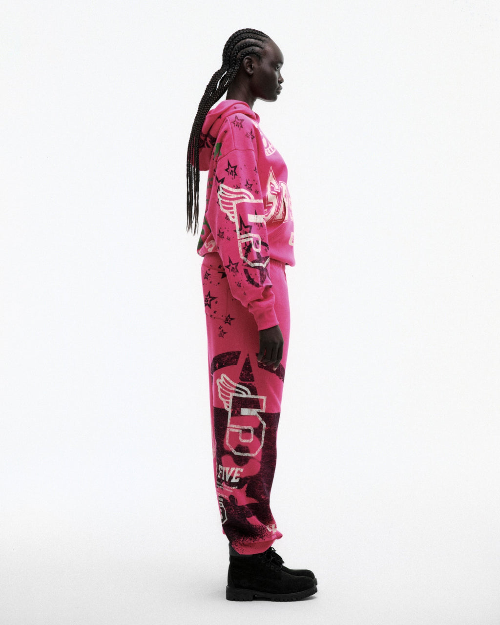 Sp5der Stencil Hoodie - Pink
