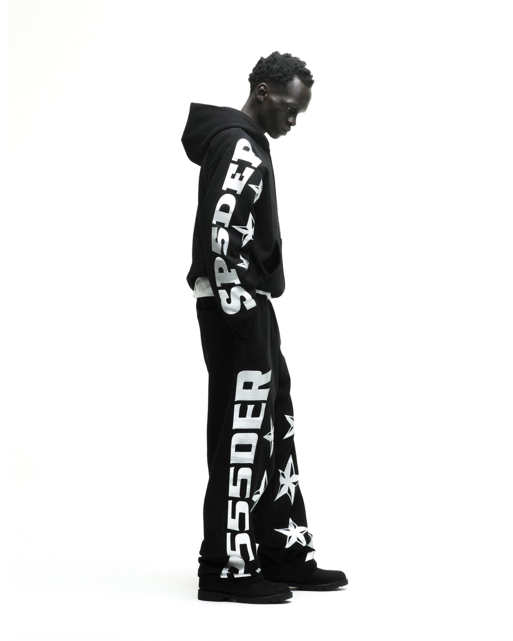 Sp5der Mx555 Zip Hoodie - Black