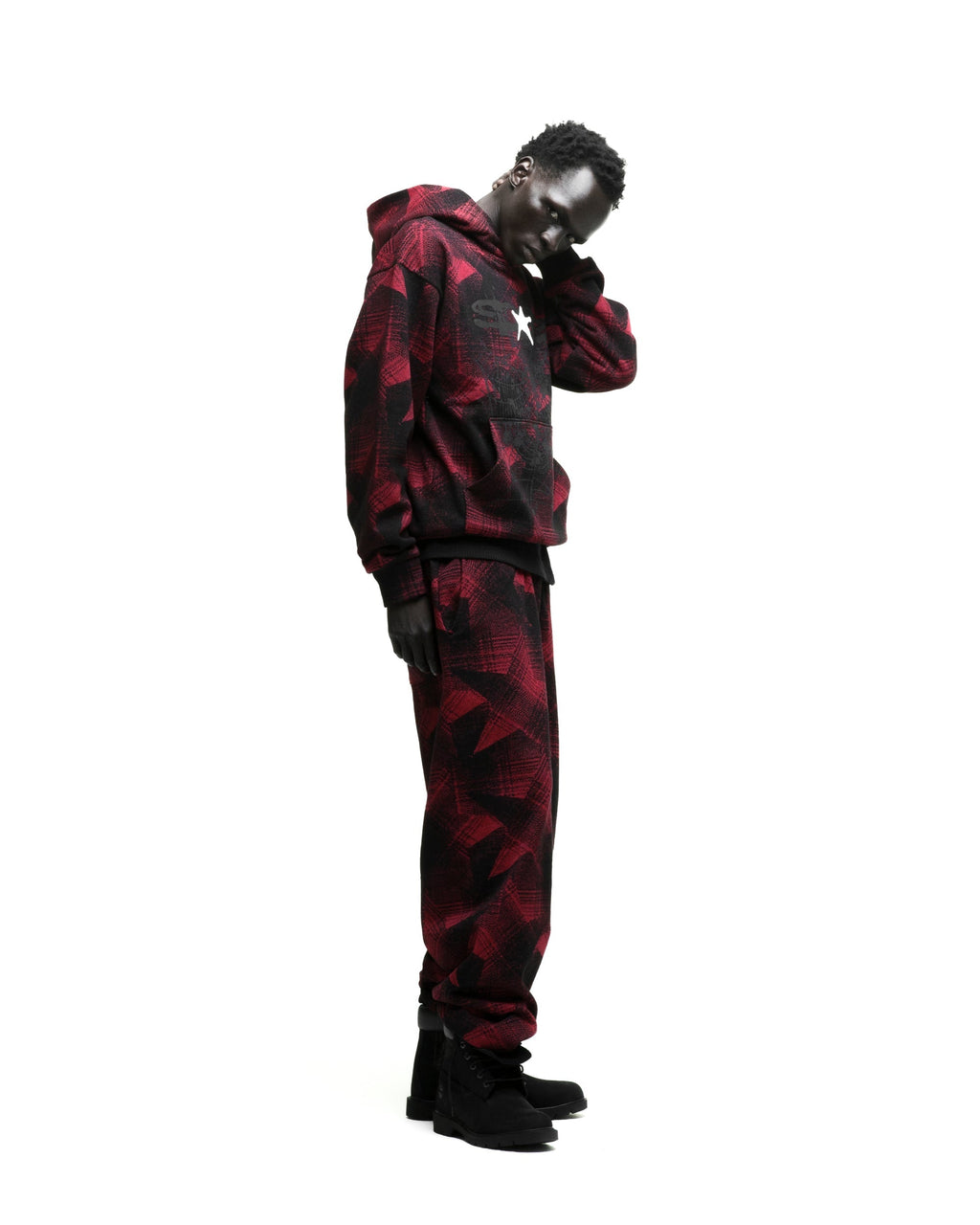 Sp5der Plaid Splatt Hoodie - Black