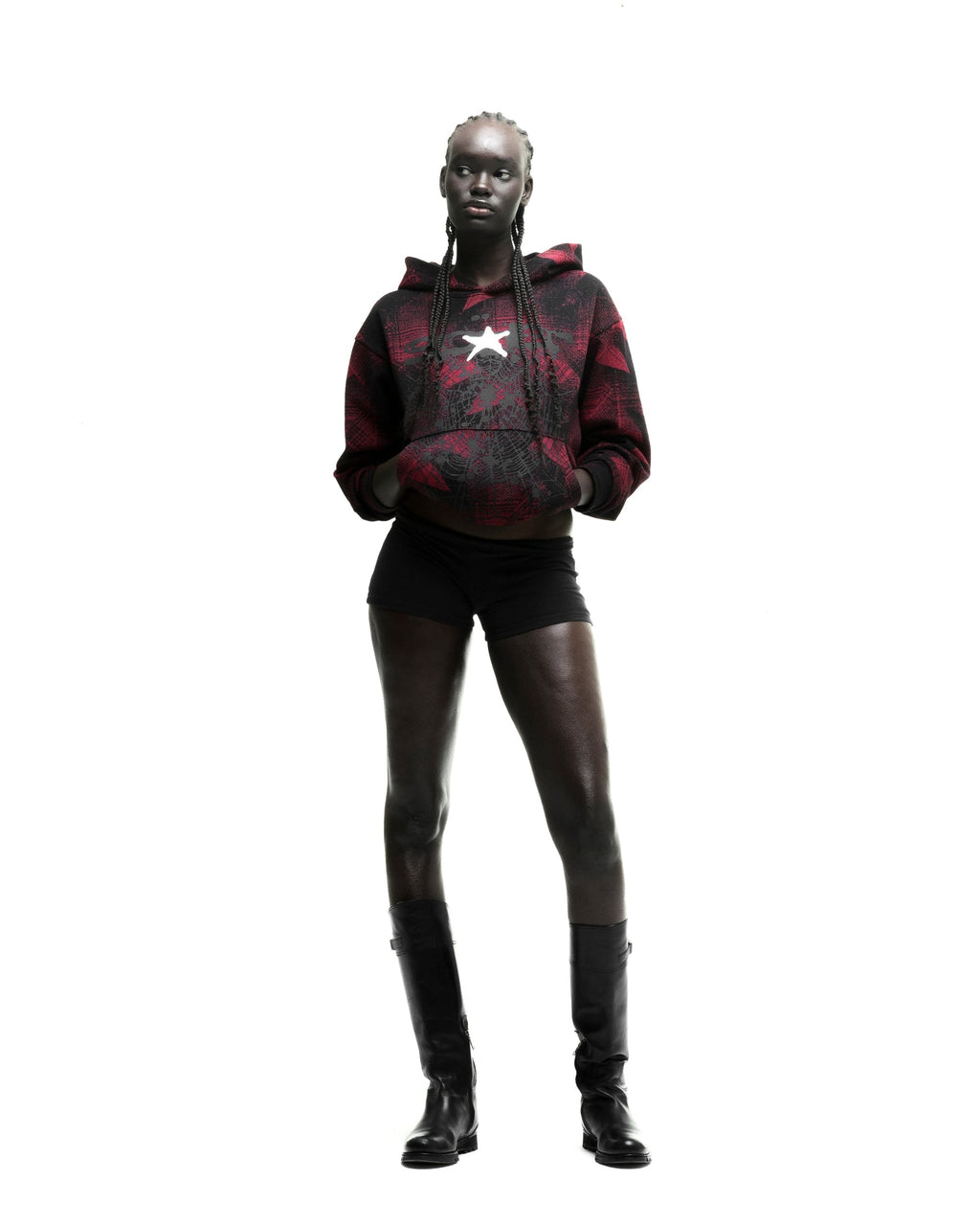 Sp5der Plaid Splatt Hoodie - Black