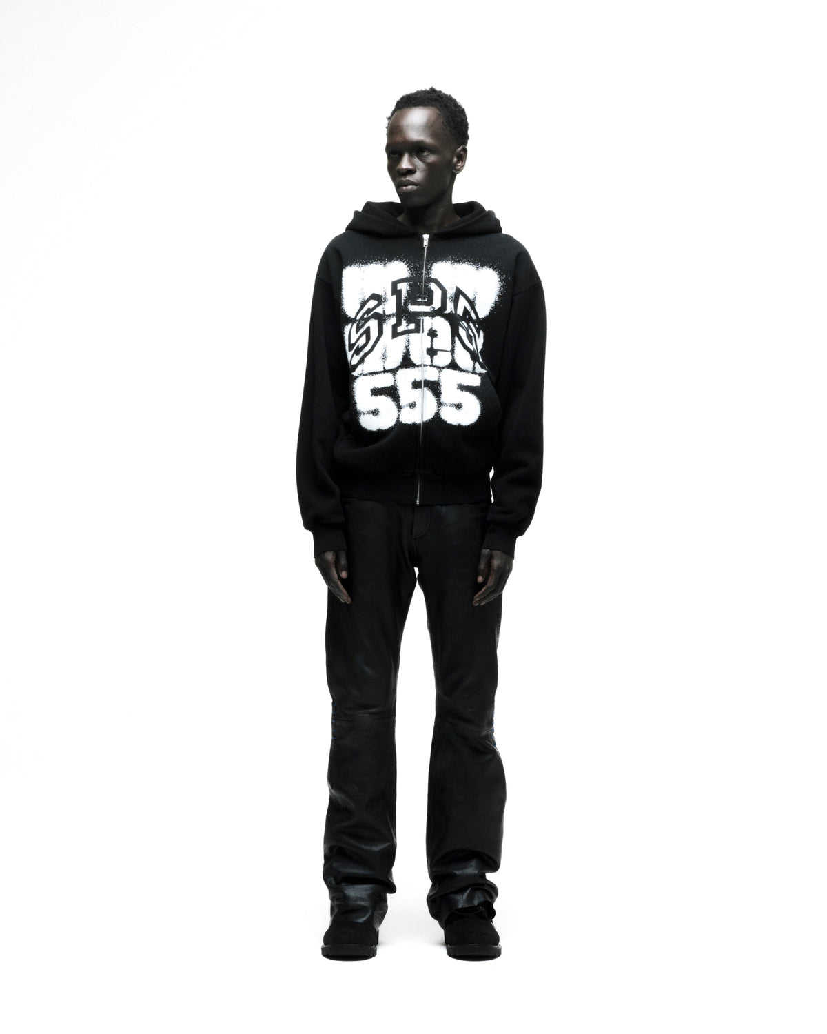 Sp5der Sp555 Zip Hoodie - Black