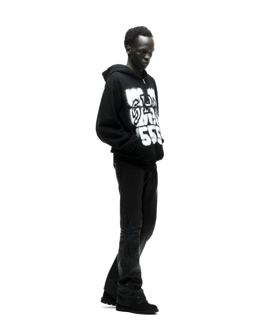 Sp5der Sp555 Zip Hoodie - Black