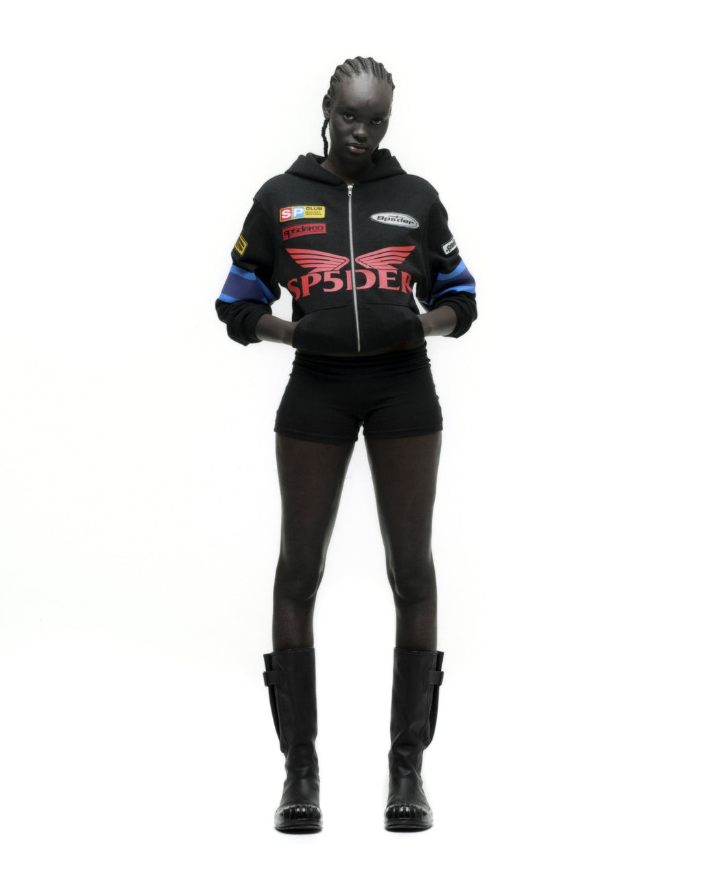 Sp5der Gt Zip Hoodie - Black