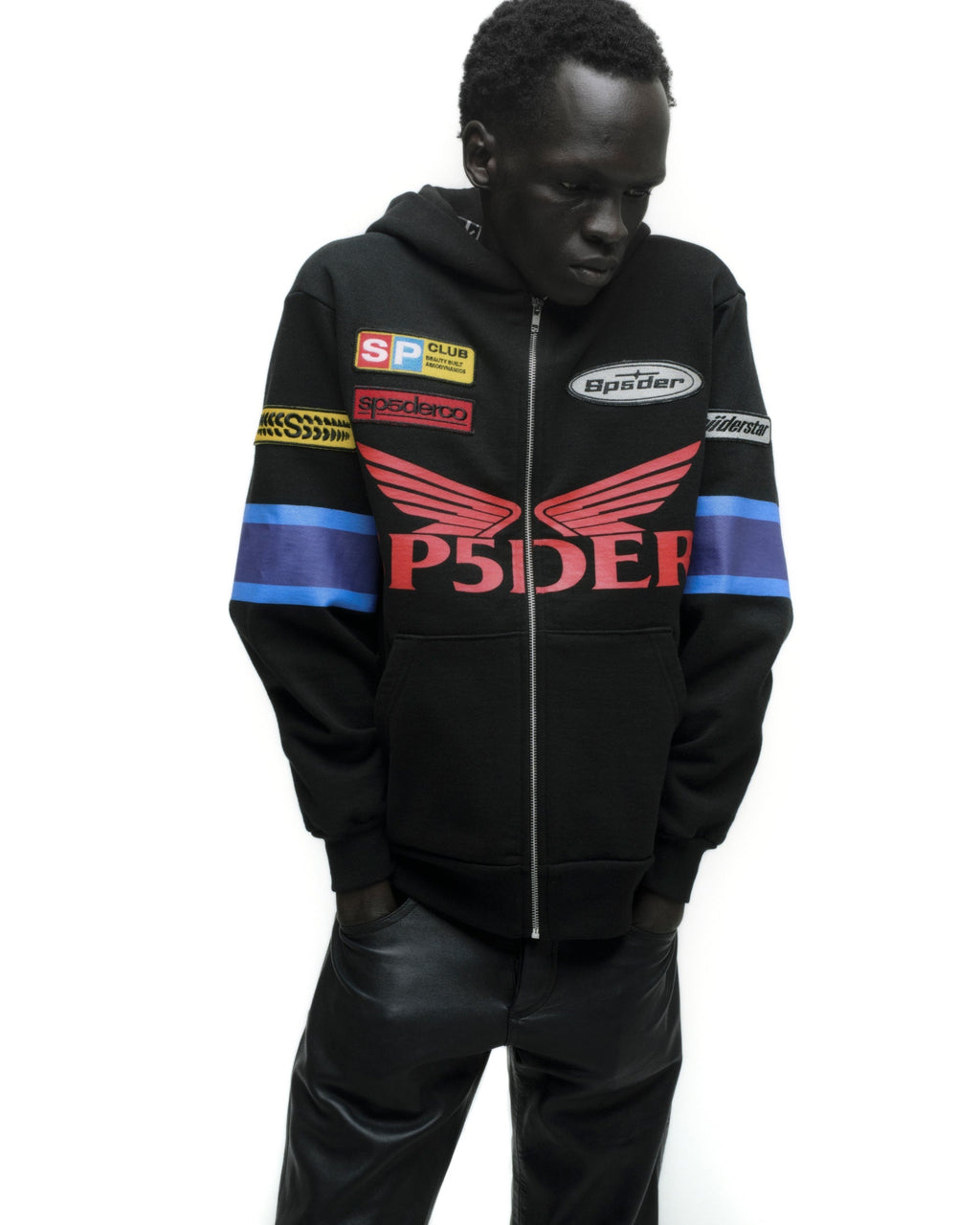 Sp5der Gt Zip Hoodie - Black