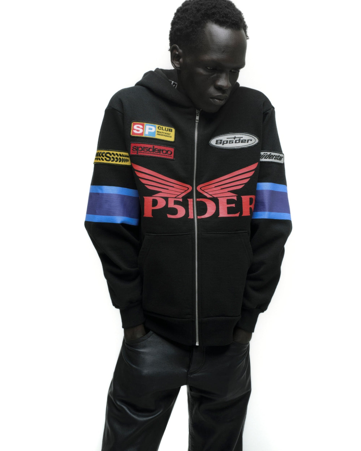 Sp5der Gt Zip Hoodie - Black