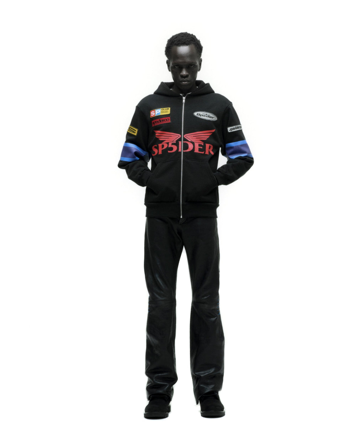 Sp5der Gt Zip Hoodie - Black