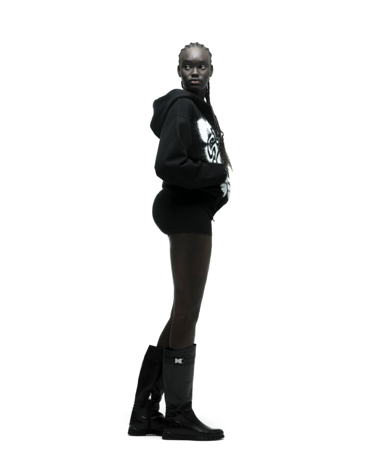 Sp5der Sp555 Zip Hoodie - Black