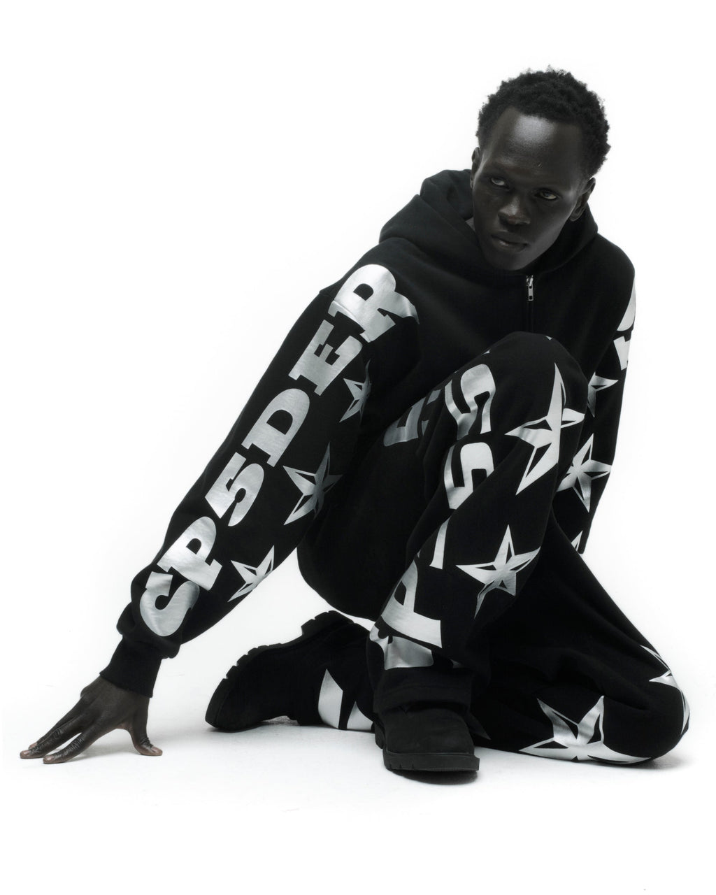 Sp5der Mx555 Zip Hoodie - Black