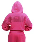Sp5der Rhinestone Silk Hoodie - Pink