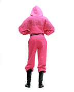 Sp5der Rhinestone Silk Hoodie - Pink