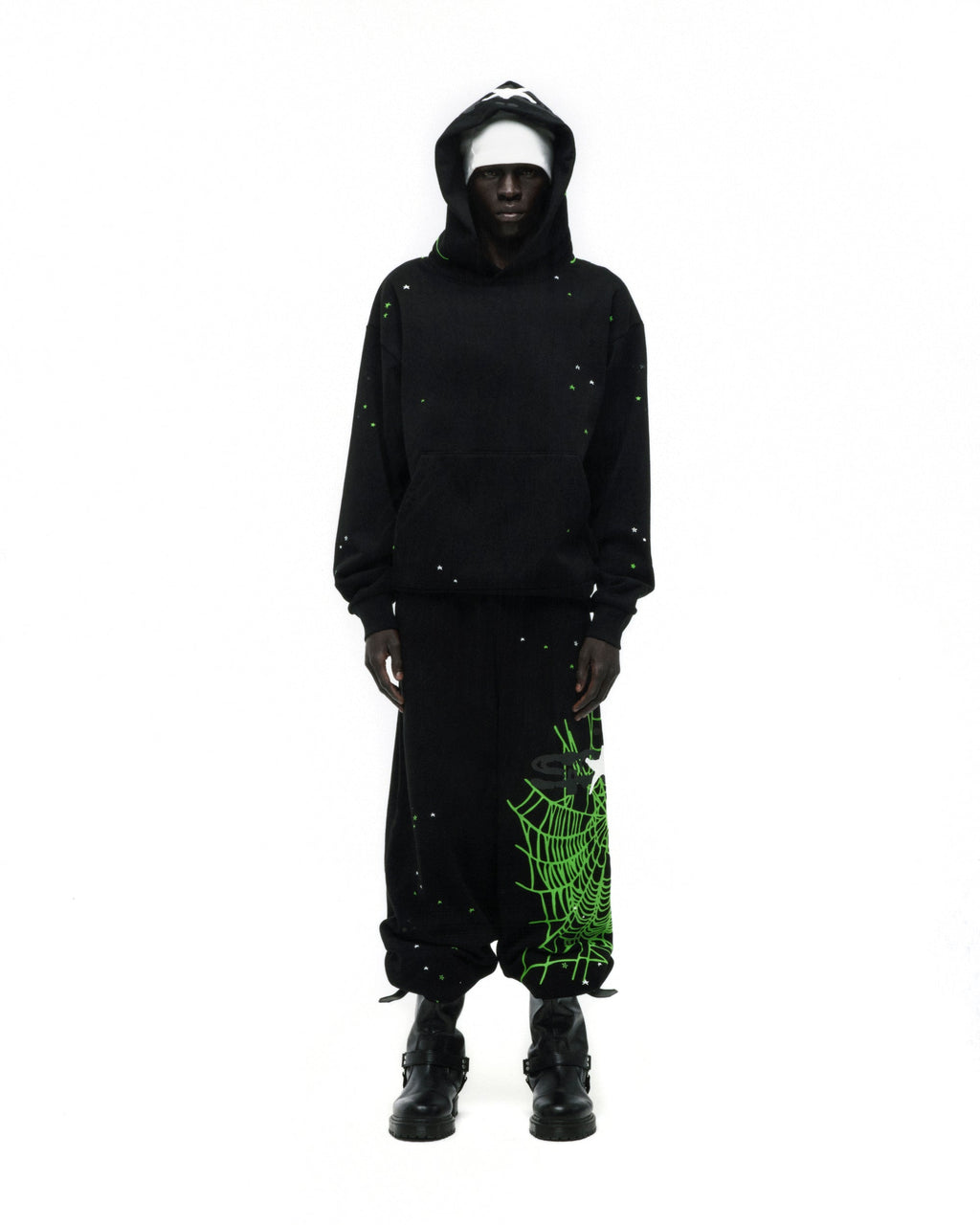 Sp5der Heavy Web Hoodie - Black