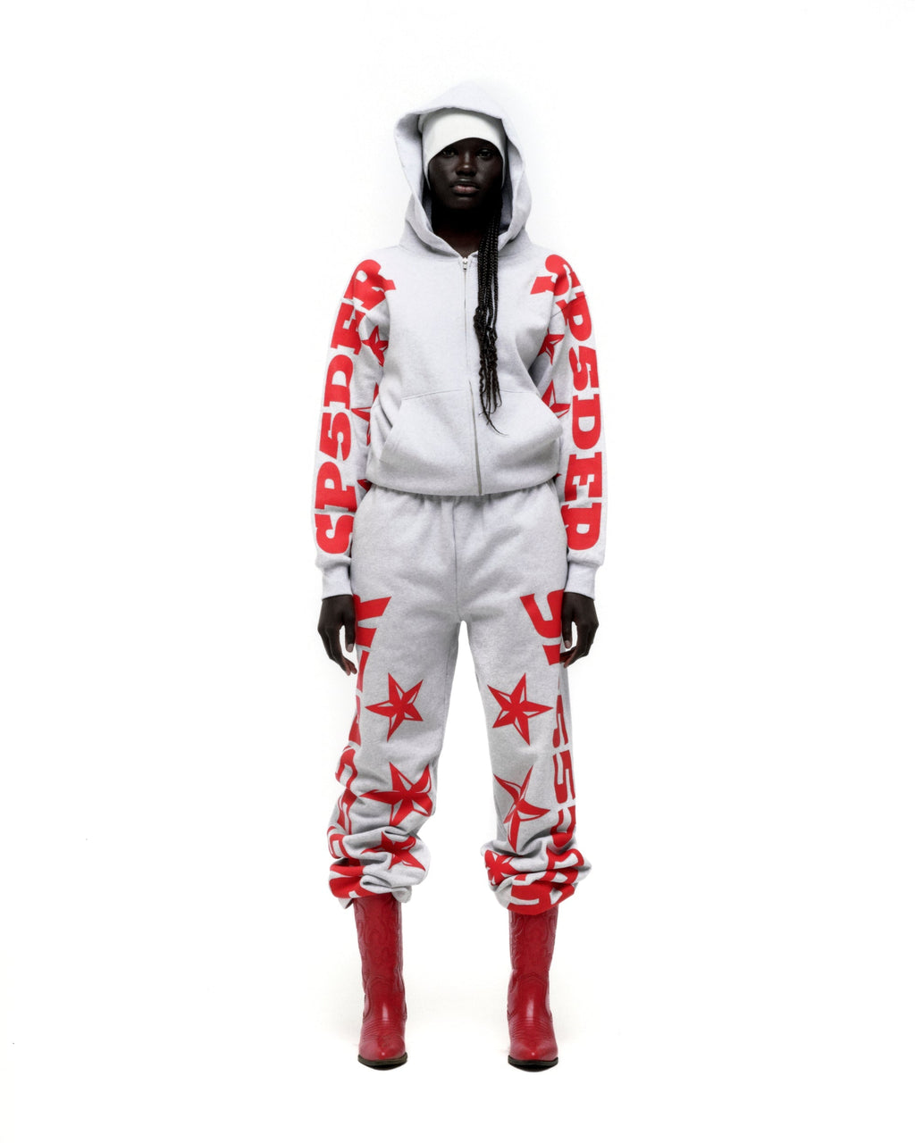 Sp5der Mx555 Zip Hoodie - Heather Grey
