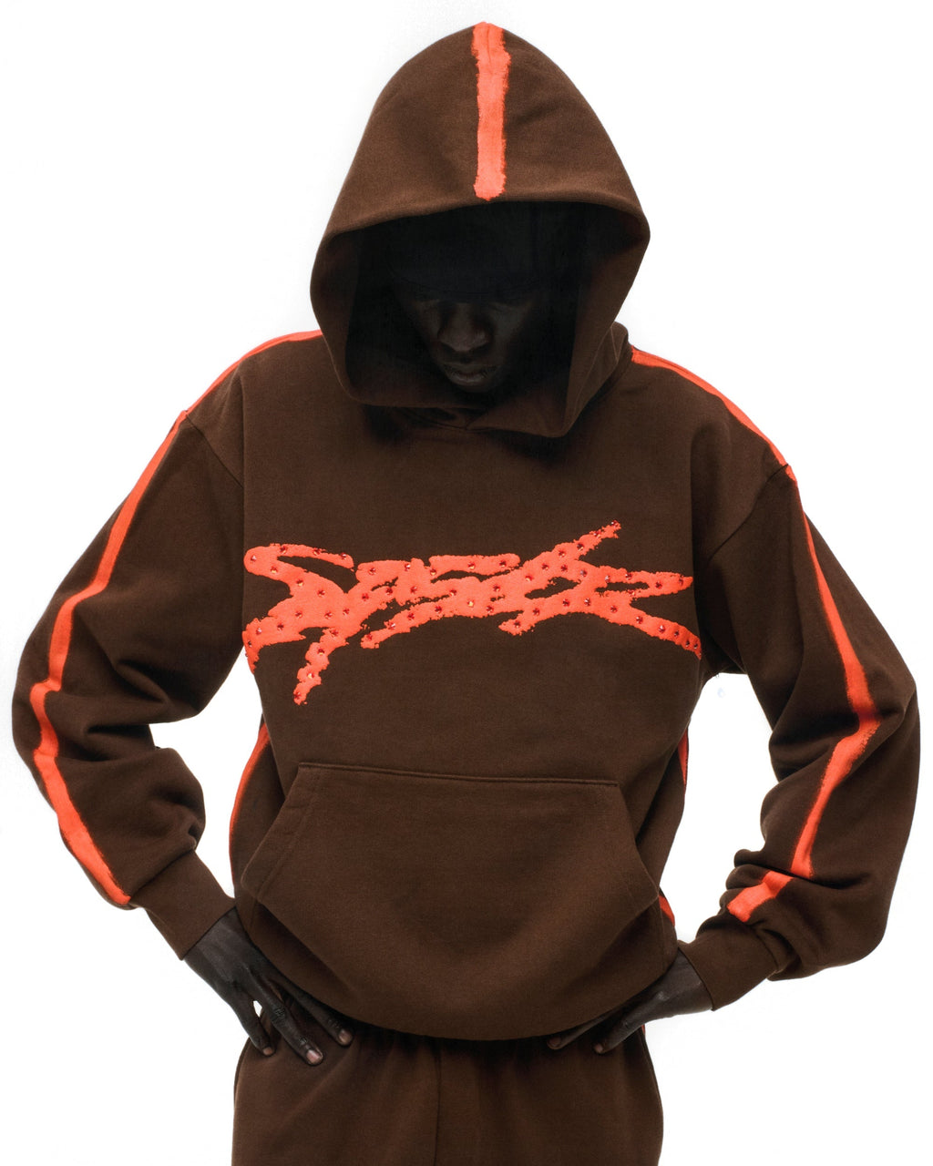 Sp5der Screaming Eagle Hoodie - Brown