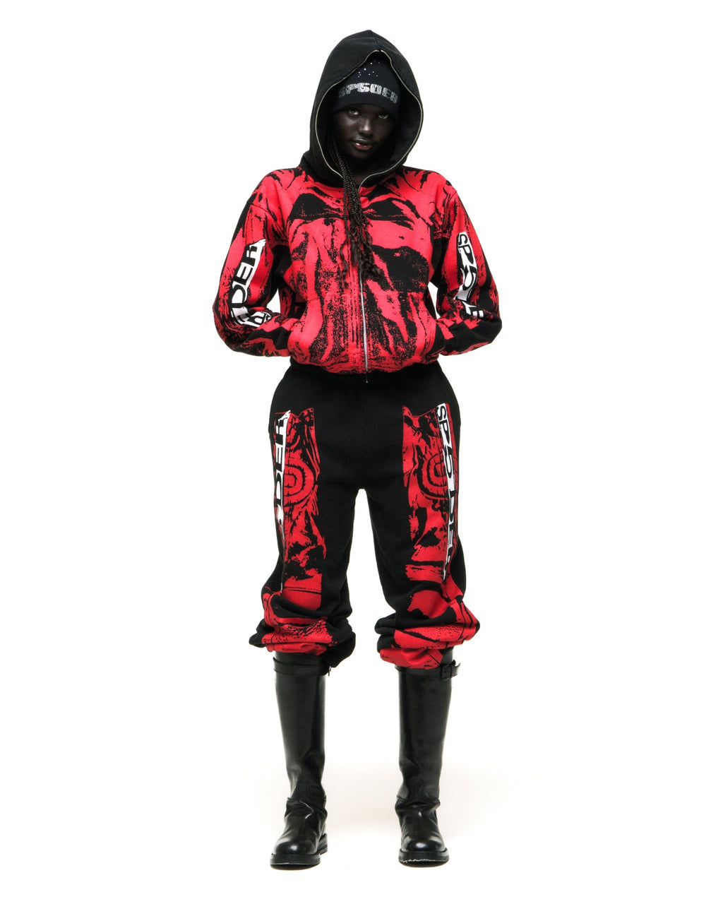 Sp5der Jp5 Moto Hoodie - Black