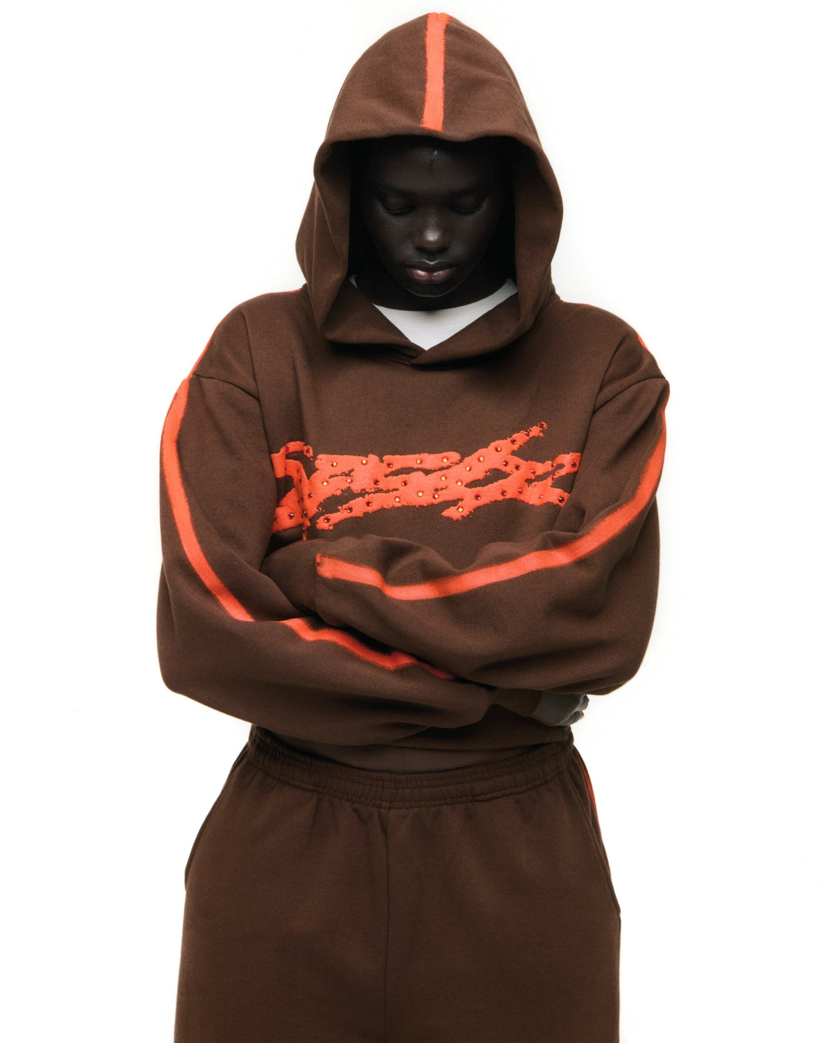Sp5der Screaming Eagle Hoodie - Brown