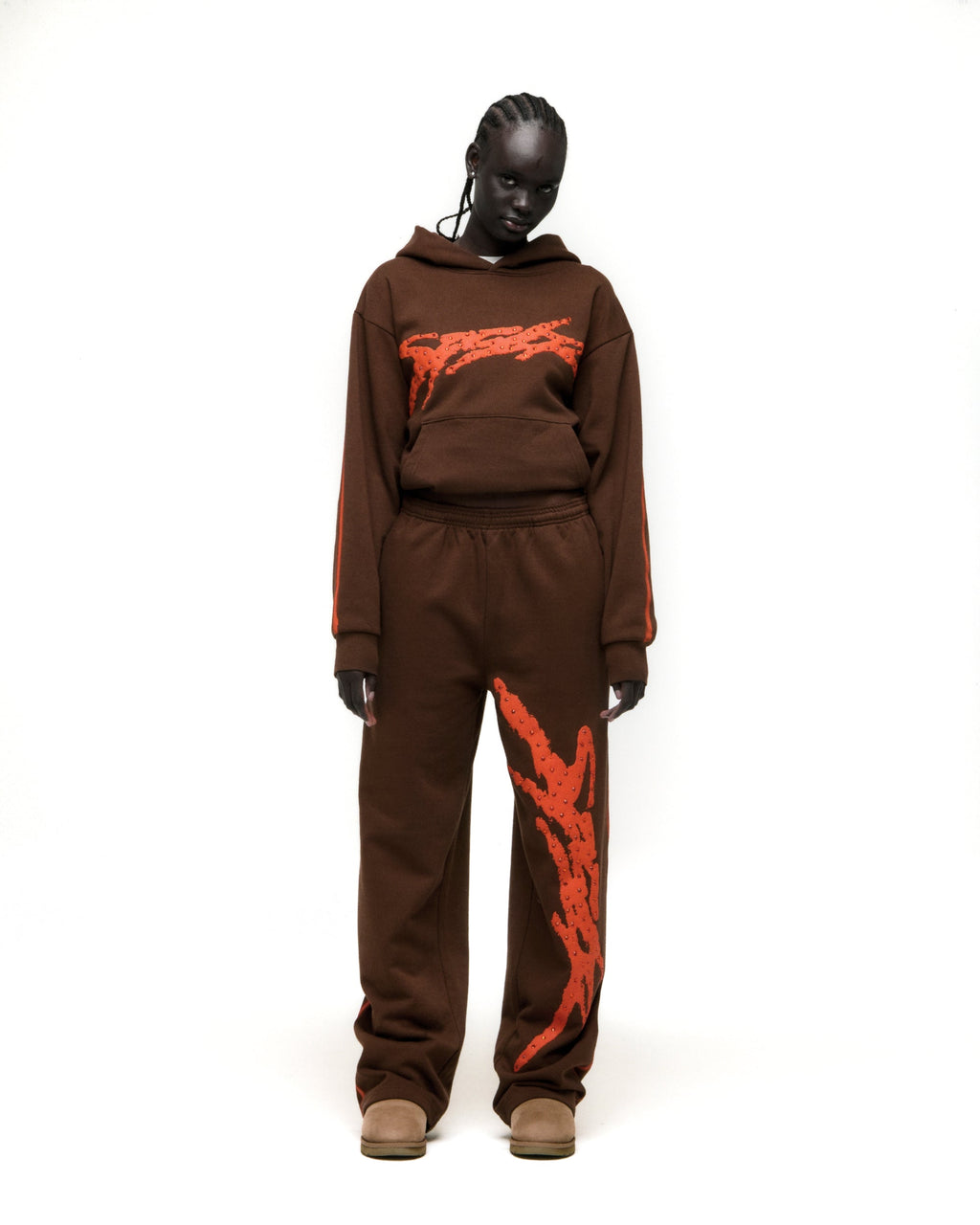 Sp5der Screaming Eagle Hoodie - Brown