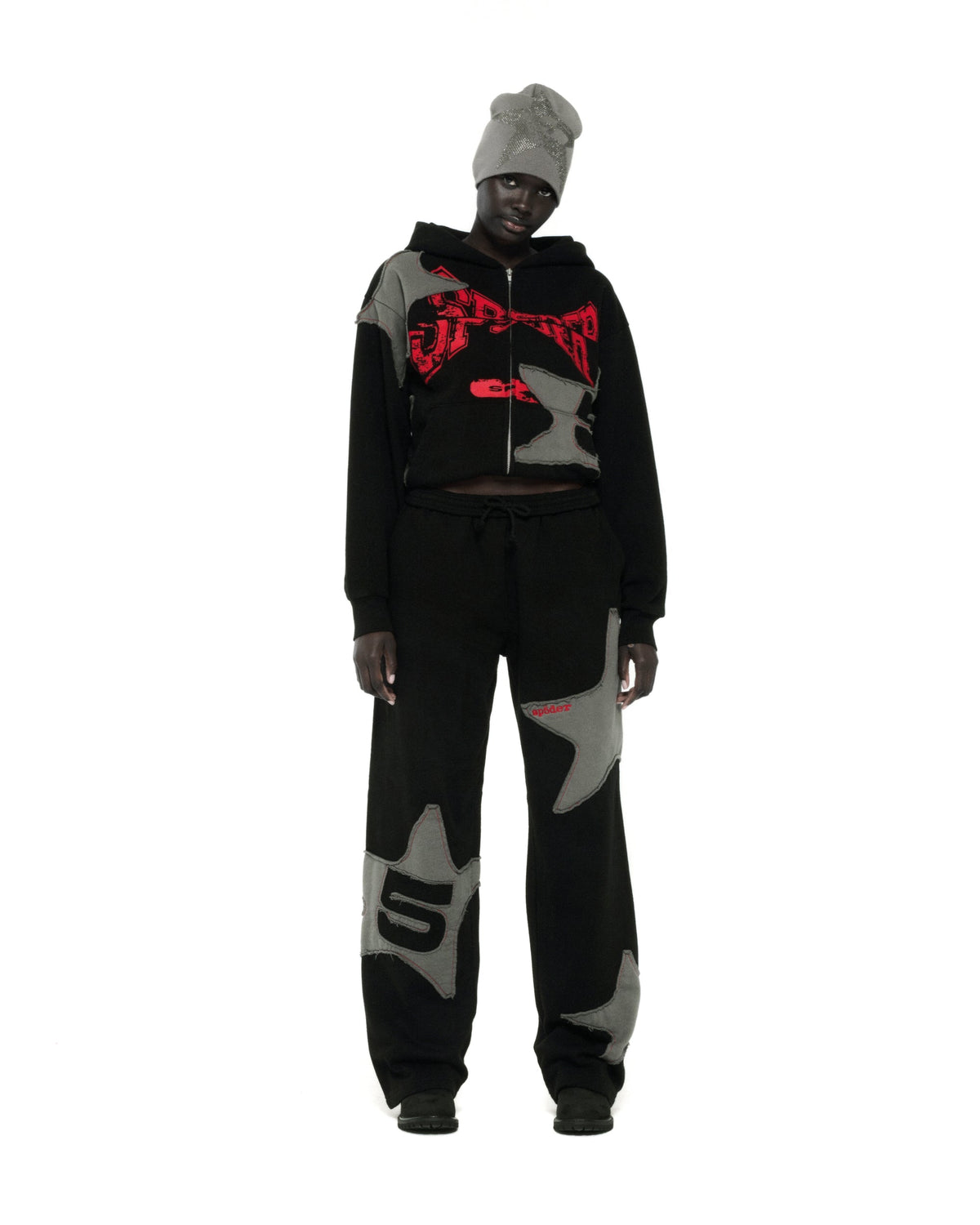Sp5der Big Star Full Zip Hoodie - Black