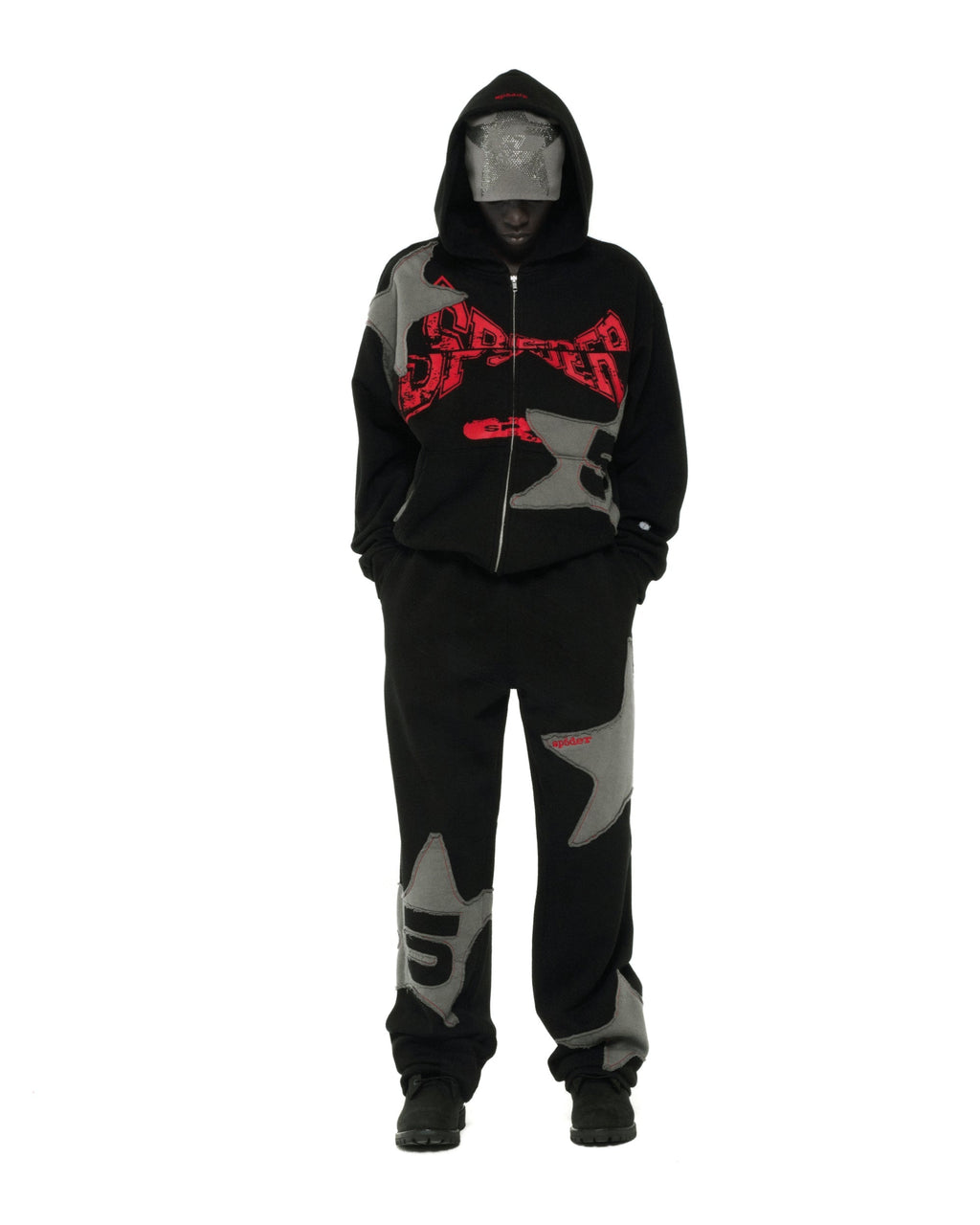 Sp5der Big Star Full Zip Hoodie - Black