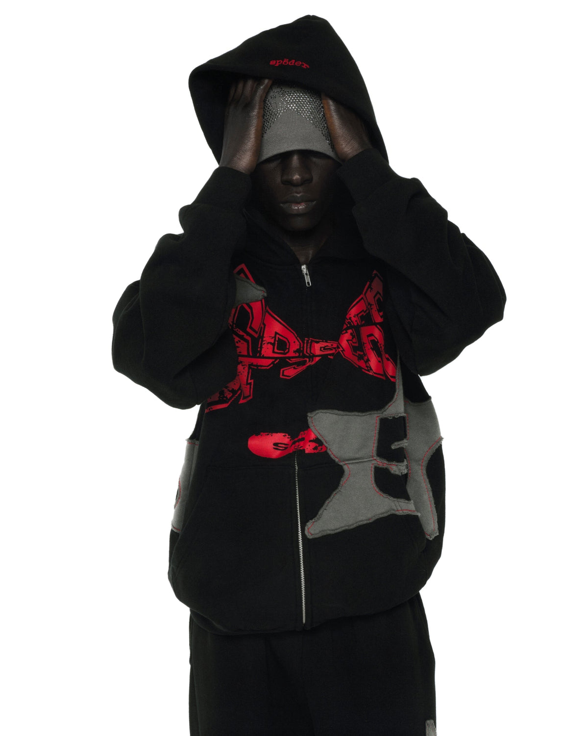 Sp5der Big Star Full Zip Hoodie - Black