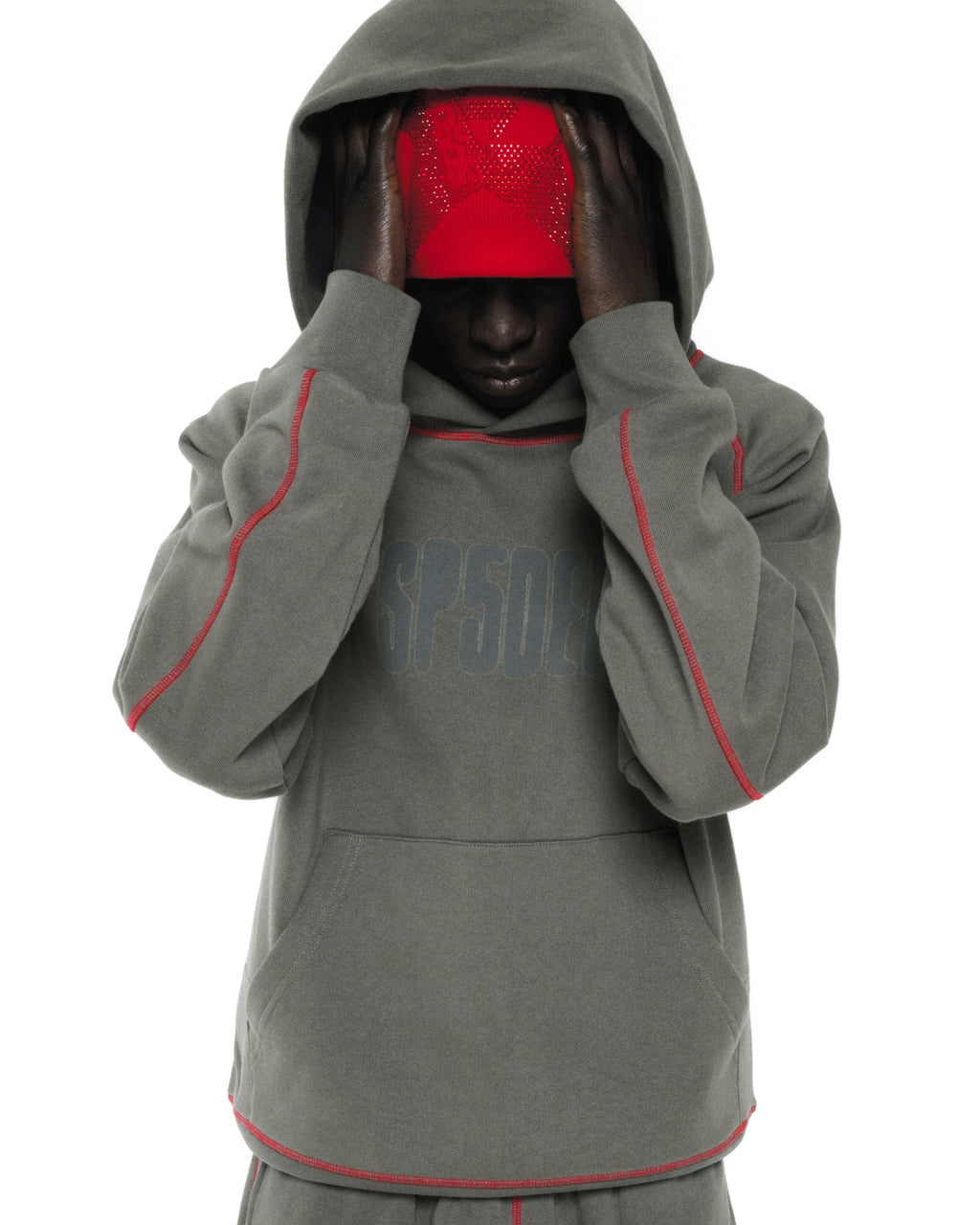 Sp5der Archive Contrast Hoodie - Slate Grey