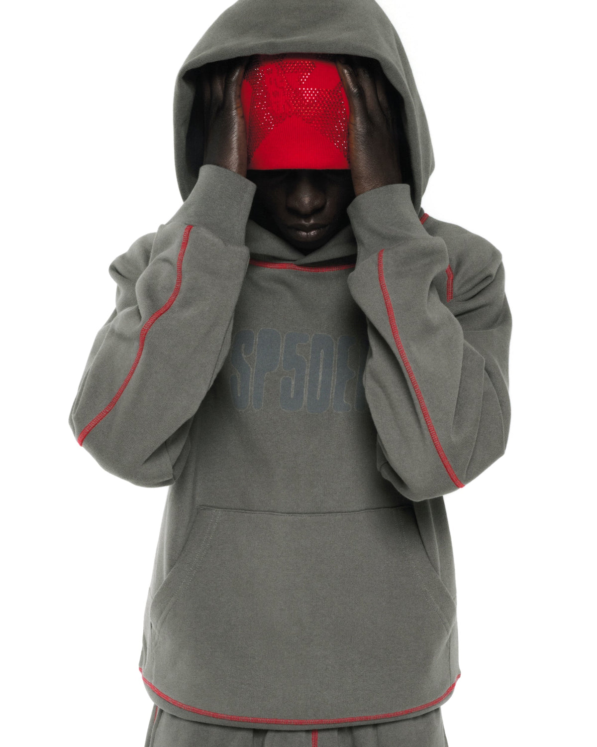 Sp5der Archive Contrast Hoodie - Slate Grey