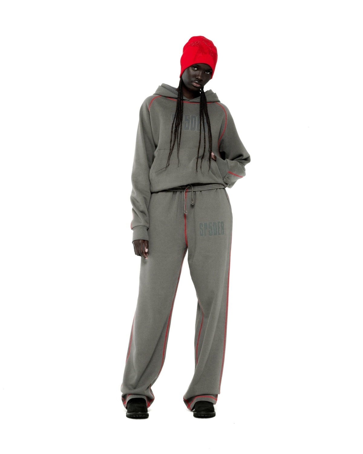 Sp5der Archive Contrast Hoodie - Slate Grey