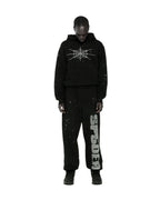 Sp5der Rhinestone Silk Hoodie - Black