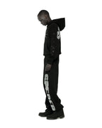 Sp5der Rhinestone Silk Hoodie - Black
