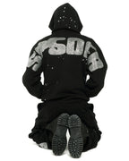 Sp5der Rhinestone Silk Hoodie - Black